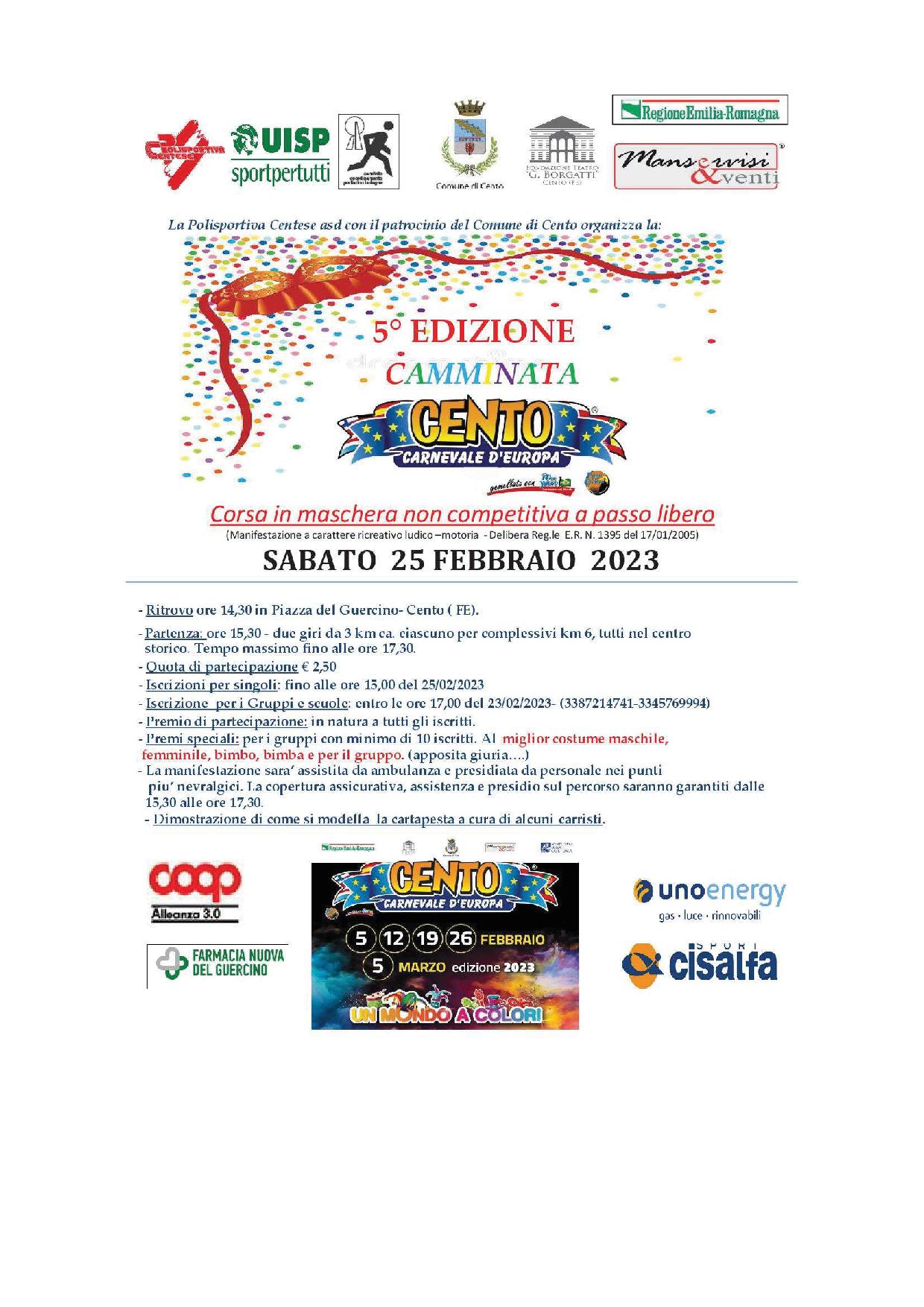 CAMMINATA DI CARNEVALE 25 FEBBRAIO 2023