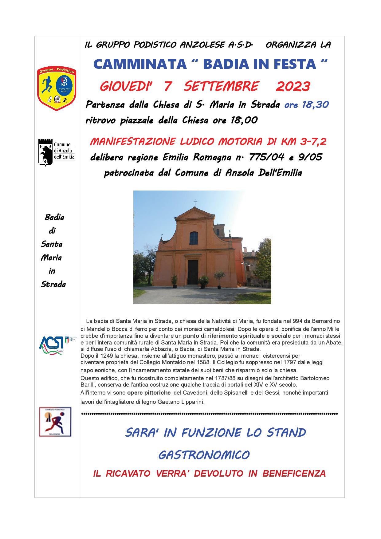 LOCANDINA BADIA IN FESTA 7 SETTEMBRE