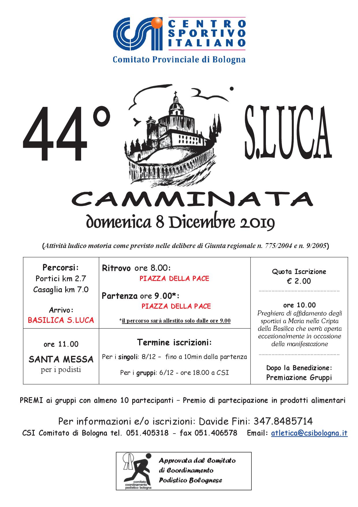 44esima Camminata di S LUCA 8 dicembre 2019