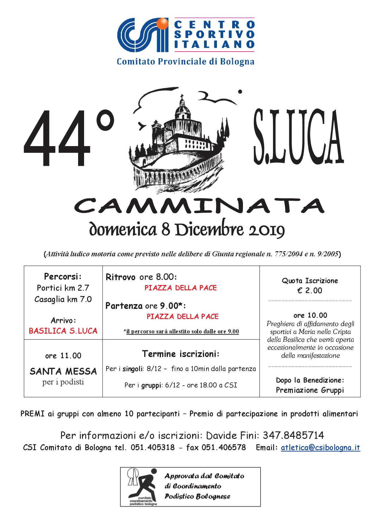 44esima Camminata di S LUCA 8 dicembre 2019