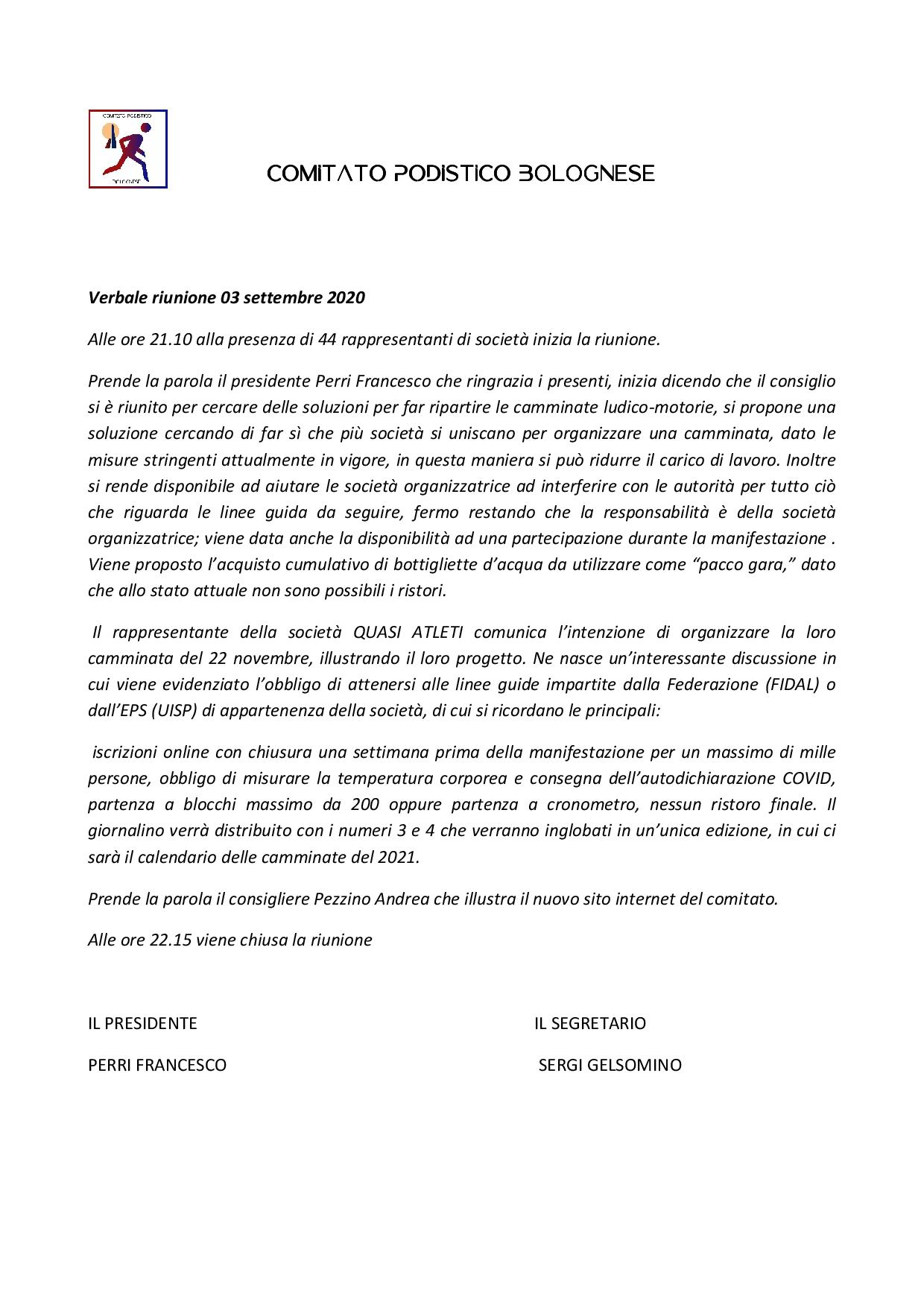 Verbale riunione 03 settembre 2020